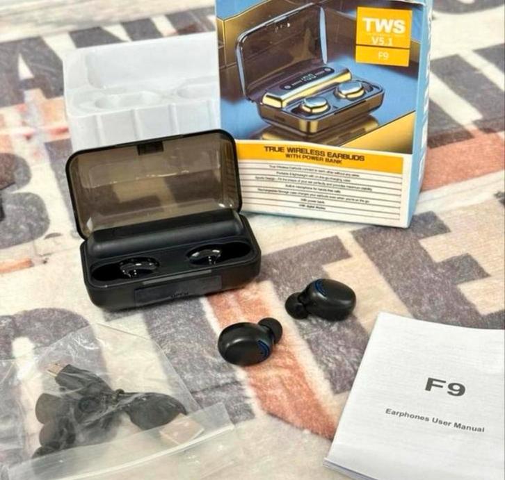 Oordopjes Draadloze Bluetooth V5.0 F9 TWS cover + powerbank, Telecommunicatie, Mobiele telefoons | Oordopjes, Nieuw, In gehoorgang (in-ear)