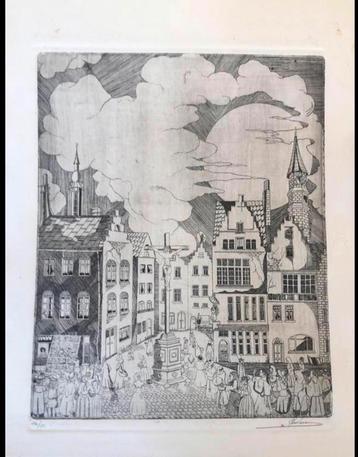 De plezante stad (Antwerpen), 2 etsen, Ausloos, 1977 beschikbaar voor biedingen