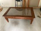 Salontafel koloniale stijl hout en glas, Ophalen, Rechthoekig, Glas