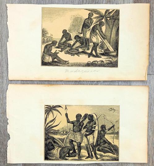 2 prenten Madagascar, 1x Winchester Cathedral 1x Burkitt, Antiek en Kunst, Kunst | Overige Kunst, Ophalen of Verzenden