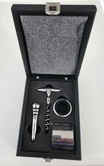 Wijnfles opener set in mooi gesloten zwart houten kistje, Ophalen of Verzenden