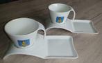 2 Koffiekoppen + onderzetborden met wapenschild van Wilrijk, Ophalen, Nieuw, Kop(pen) en/of Schotel(s)