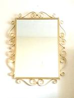 Miroir laiton doré 50s * Hollywood Regency * Vintage, Antiquités & Art, Rectangulaire, Enlèvement ou Envoi