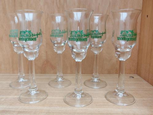 Set van 6 glazen Wortegemsen, Verzamelen, Glas en Drinkglazen, Zo goed als nieuw, Borrel- of Shotglas, Ophalen of Verzenden