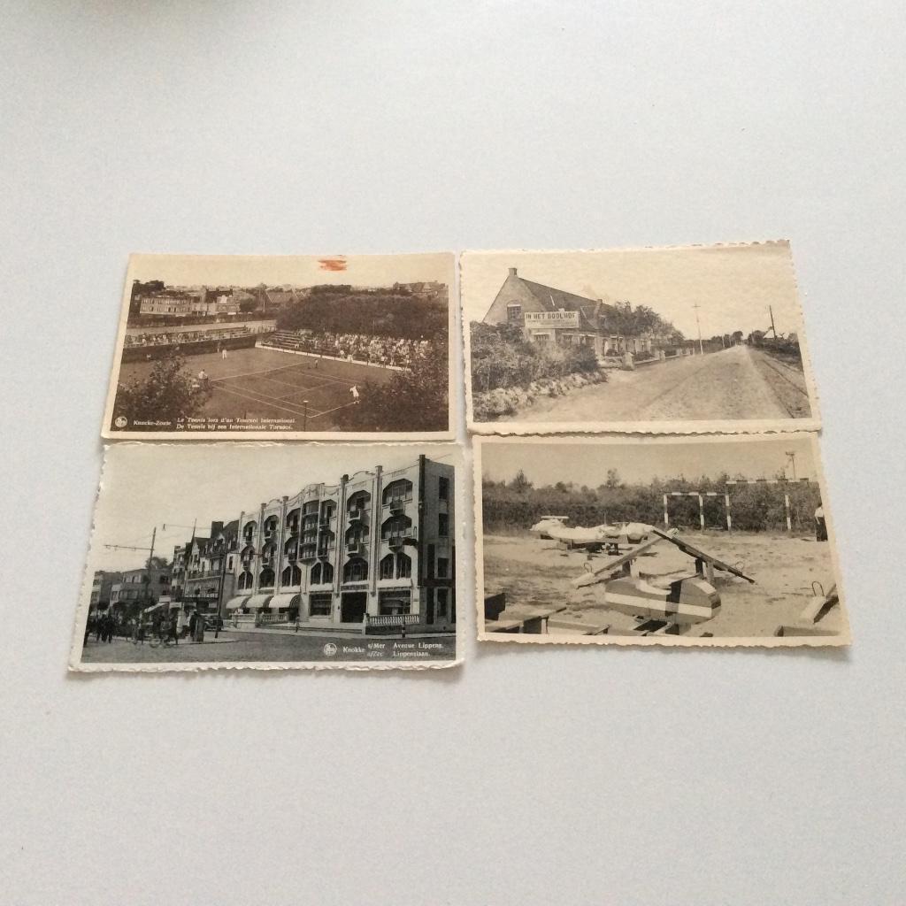 4 oude postkaarten Knokke, Ophalen, 1920 tot 1940, West-Vlaanderen