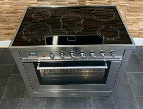 🔥 Poêle Luxe Boretti 90 cm Inox 5 zones 2 booster CÉRAMIQUE, Electroménager, Cuisinières, Comme neuf, Autoportant, 5 zones de cuisson ou plus