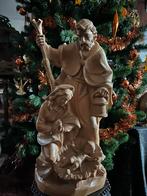 48,5 cm massief houtsnijwerk beeld kerstgroep kerststal, Antiek en Kunst, Ophalen of Verzenden