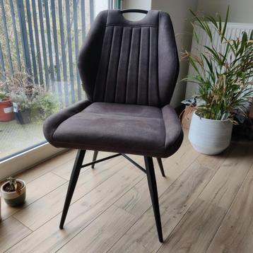 Set van 6 grijze suède stoelen, Huis en Inrichting, Stoelen, Ophalen, Zo goed als nieuw