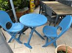 Petite table de jardin 65cm avec deux chaises ployantes, Synthétique, 2 places, Utilisé