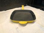 le creuset / merkloos grill-pan gietijzer/emaille yellow, Gebruikt, Gietijzer, Overige typen, Ophalen of Verzenden