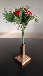 Design vaasje hout/messing/glas., Huis en Inrichting, Ophalen of Verzenden, Gebruikt, Overige materialen, Minder dan 50 cm