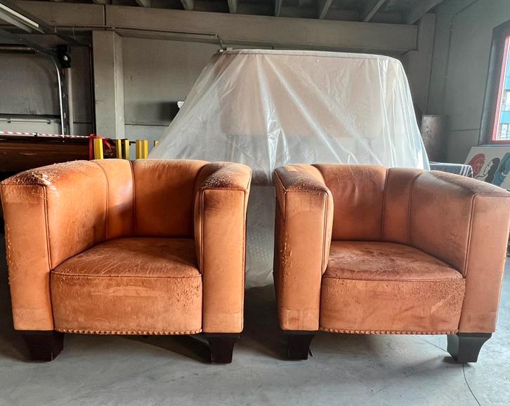 2 “Palais Stoclet” clubsessels Josef Hoffmann  Wittmann, Antiek en Kunst, Antiek | Meubels | Stoelen en Sofa's, Ophalen