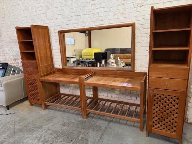 Houten badkamermeubel complete set + 12 gratis kastdeuren, Huis en Inrichting, Badkamer | Badkamermeubels, Zo goed als nieuw, Overige typen