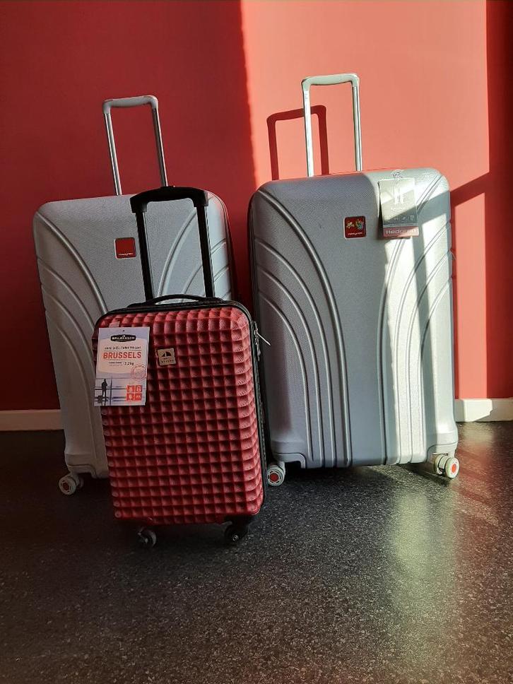 2 Grandes valises + 1 valise de cabine, Bijoux, Sacs & Beauté, Valises, Utilisé, Autres matériaux, 70 cm ou plus, 45 à 55 cm, Clé