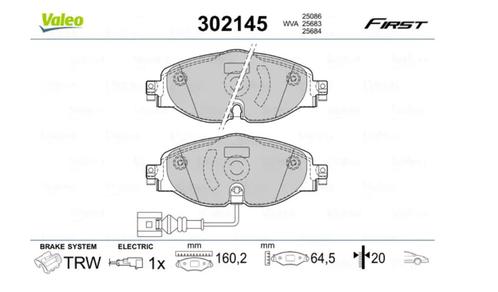 Plaquettes de frein avant Valeo - Voitures du groupe VW, Auto-onderdelen, Remmen en Aandrijving, Audi, Seat, Volkswagen, Skoda