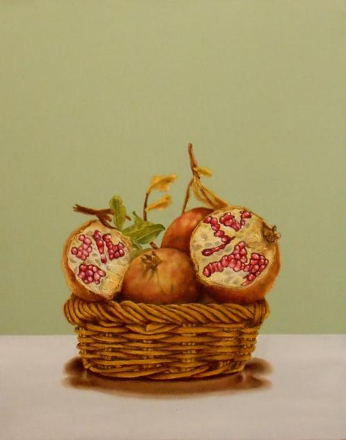 "Stilleven met granaatappels" Hyperrealistische schilderkuns, Antiek en Kunst, Kunst | Schilderijen | Modern, Verzenden
