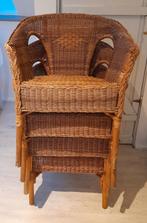 4 mooie rieten stoelen ikea, Huis en Inrichting, Ophalen, Gebruikt, Bruin, Landelijk