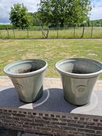 Bloembakken in kunststof 2 stuks mintgroen, Ophalen, Tuin, Kunststof, Gebruikt