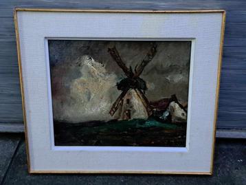 huile sur panneau moulin signe armand jamar beschikbaar voor biedingen