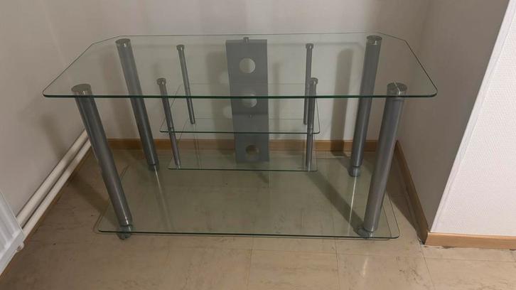 Glazen tv meubel, Huis en Inrichting, Kasten |Televisiemeubels, Zo goed als nieuw, Glas, Ophalen