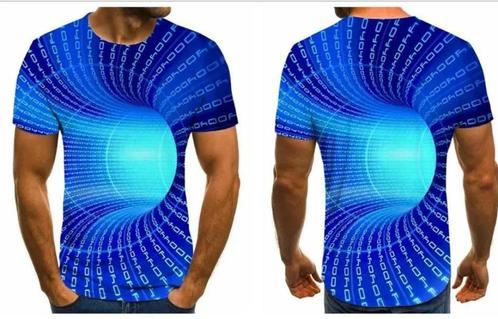 T-shirts 3D Vortex, Kleding | Heren, T-shirts, Nieuw, Blauw, Ophalen of Verzenden