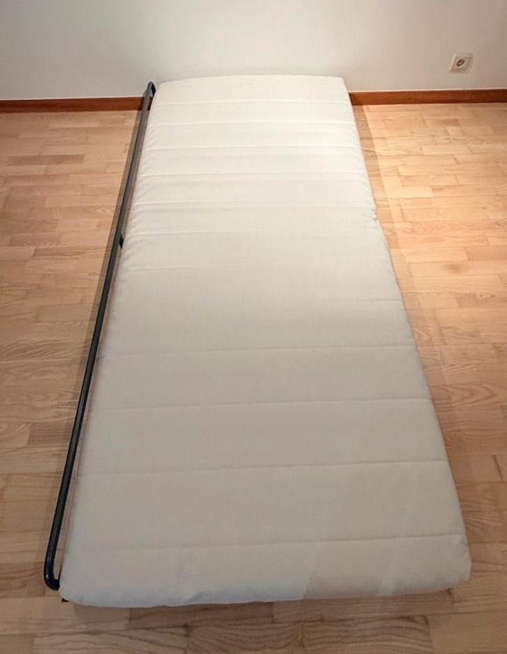 Lit + sommier + matelas, Maison & Meubles, Chambre à coucher | Lits, Comme neuf, Une personne, 200 cm, Autres matériaux, Enlèvement