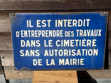 Plaque émaillée Cimetière, Enlèvement, Utilisé
