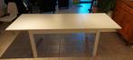 Table de salle à manger Ikea blanche avec deux rallonges, 50 tot 100 cm, 100 tot 150 cm, Gebruikt, Rechthoekig