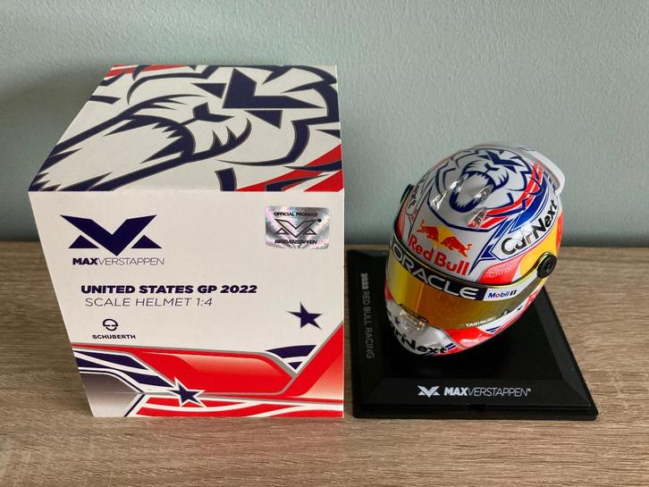 Max Verstappen 1:4 helm United States GP 2022 Red Bull, Verzamelen, Automerken, Motoren en Formule 1, Nieuw, Formule 1, Ophalen of Verzenden