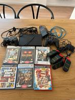 “PlayStation 2 + 2 controllers + Buzz set + 5 spellen, Ophalen, Gebruikt, Slim