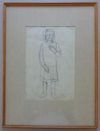 ALBERT VAN DYCK / STAANDE MEISJE / ORIGINEEL / 58x43cm KADER, Ophalen of Verzenden