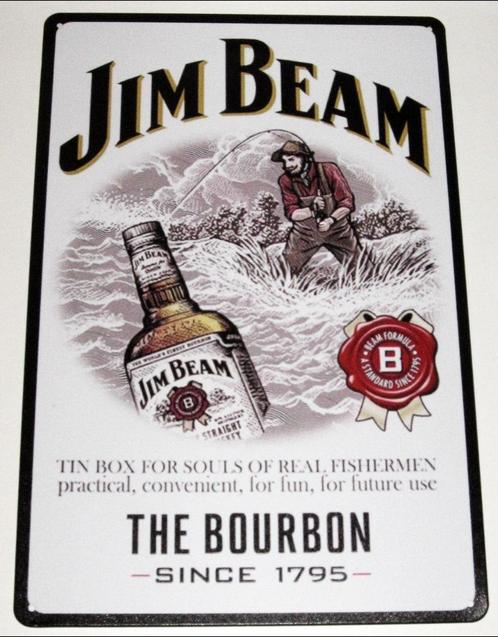 JIM BEAM : Metalen Bord Jim Beam - The Bourbon Since 1795, Collections, Marques & Objets publicitaires, Neuf, Panneau publicitaire