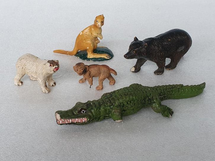 Lot van 5 vintage speelgoed dieren (van o.a. Elastolin), Verzamelen, Speelgoed, Gebruikt, Ophalen of Verzenden