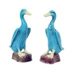 Vintage Eend Beeldje Figuur Koppel Blauw Chinees Porselein, Ophalen of Verzenden, Gebruikt, Dier