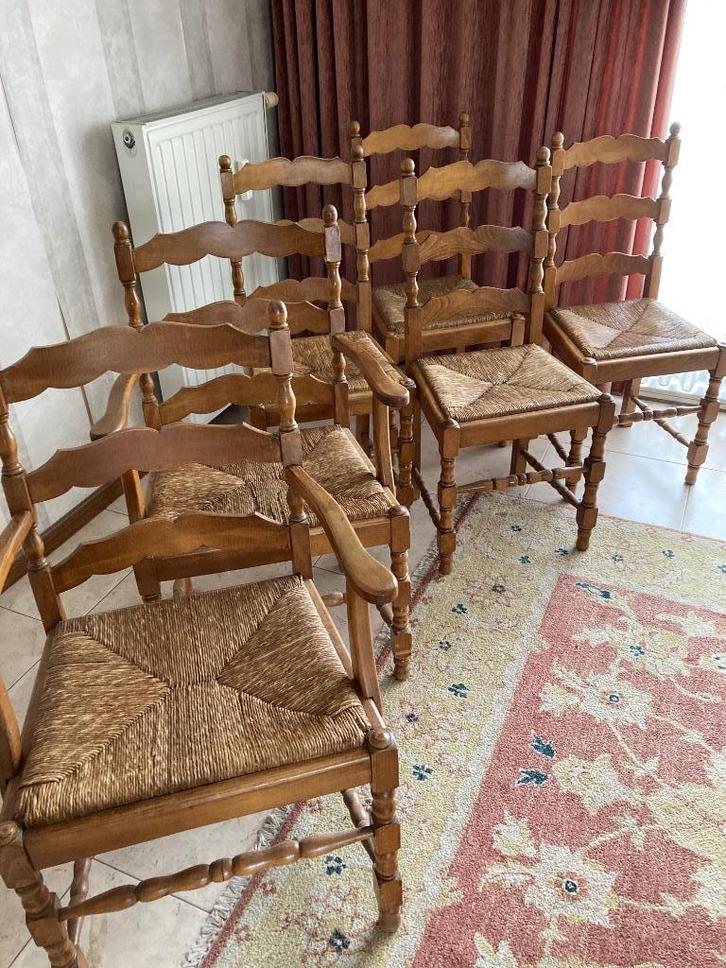 Stoelen (6 met riet, 4 met armleuningen en 4 gestoffeerde ), Huis en Inrichting, Stoelen, Gebruikt, Ophalen