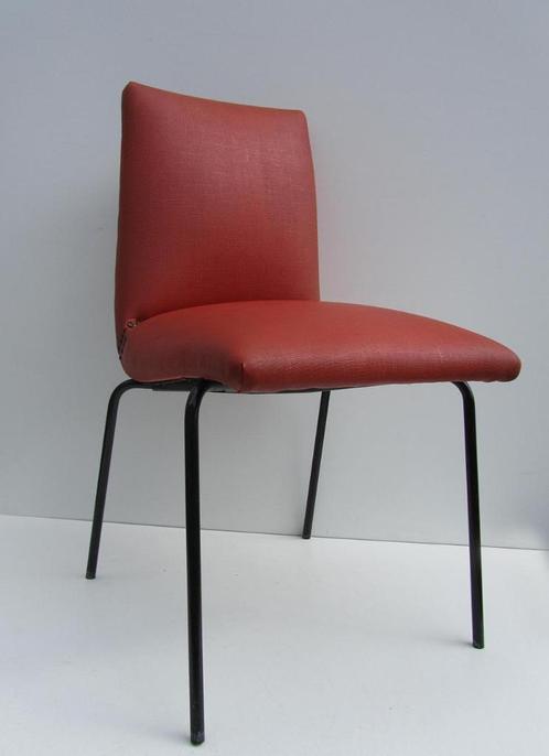 4 vintage design keukenstoelen, eetkamerstoelen van Meurop, Huis en Inrichting, Stoelen, Gebruikt, Kunststof, Metaal, Overige kleuren