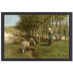 Moutons à Dekkersduin - Toile Anton Mauve + cadre à pâtisser, Envoi, Création originale, 50 à 75 cm, 50 à 75 cm