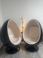 2 zitstoelen zwart wit, Huis en Inrichting, Stoelen, Gebruikt, Twee, Zwart, Stof