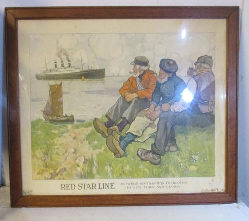 affiche lithographie originale Belgenland Red Star Line H. C, Collections, Marine, Enlèvement