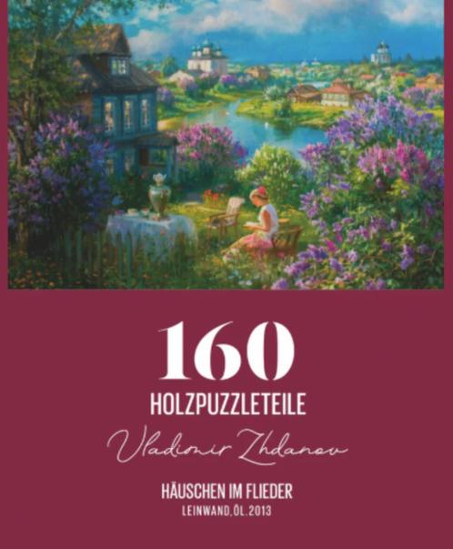 Davici Houten Puzzel - Häuschen im Flieder - 160, Hobby en Vrije tijd, Denksport en Puzzels, Zo goed als nieuw, Legpuzzel, Minder dan 500 stukjes