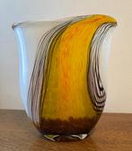 Danube Krasnoyarsk Polen handgeblazen geel /wit/zwart vaas, Enlèvement ou Envoi