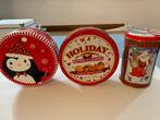 Kerstblikken kersttrommels blik kerst koektrommel 4 st, Verzenden, Zo goed als nieuw, Koek(jes)