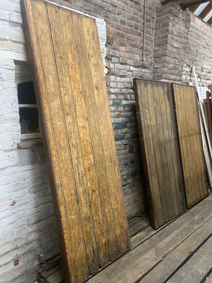 Set van 3 antieke deuren met prachtige patina, Doe-het-zelf en Bouw, Deuren en Vliegenramen, Gebruikt, Overige typen, Minder dan 200 cm