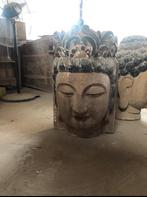 Buddha Beeld/ Hoofd Hout met steen structuur, 70 cm Hoogh, Comme neuf, Enlèvement