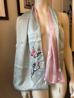 Wucanli zijden sjaal roze blauw borduursel nieuw, Kleding | Dames