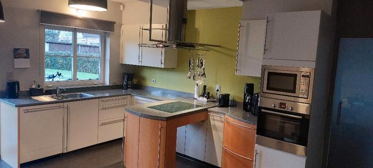 tweedehands keuken, Huis en Inrichting, Keuken | Complete keukens, Gebruikt, Hoekkeuken, Wit, Graniet of Steen, Ophalen