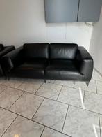 Divan Cuir noir 3+2, Maison & Meubles, Canapés | Salons, Enlèvement, Comme neuf, Cuir