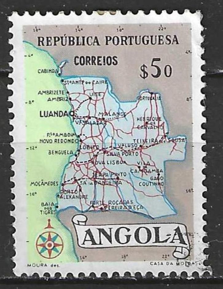 Angola 1955 - Yvert 383 - Kaart van Angola - 50 c. (ST), Postzegels en Munten, Postzegels | Afrika, Verzenden