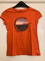 Oranje t-shirt met print - S.Oliver - maat 140, Gebruikt, Meisje, Ophalen of Verzenden, Shirt of Longsleeve
