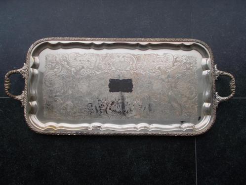Vintage verzilverd zwaar groot dienblad jaren 60 = 12 euro, Huis en Inrichting, Woonaccessoires | Dienbladen, Gebruikt, Overige materialen